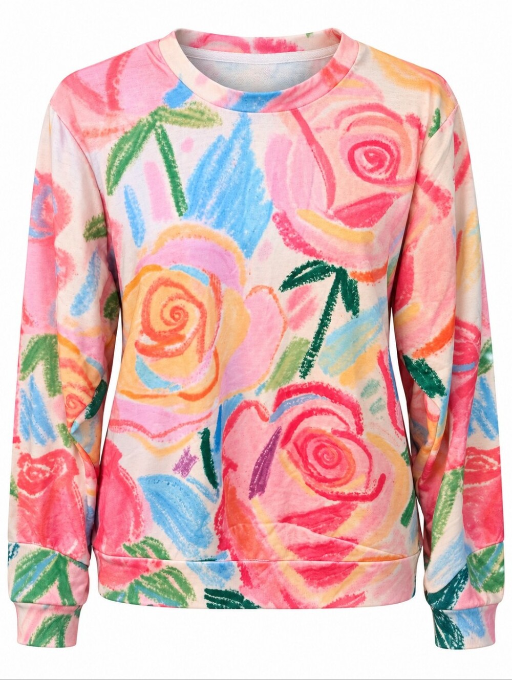 Floral Brushstroke Sweatshirt - Pink Multi